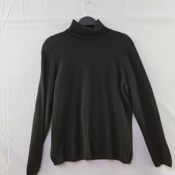 Charter Club 2-PLY 100% Cashmere Black Classic Turtleneck Sweater Size L - Picture 2 of 7